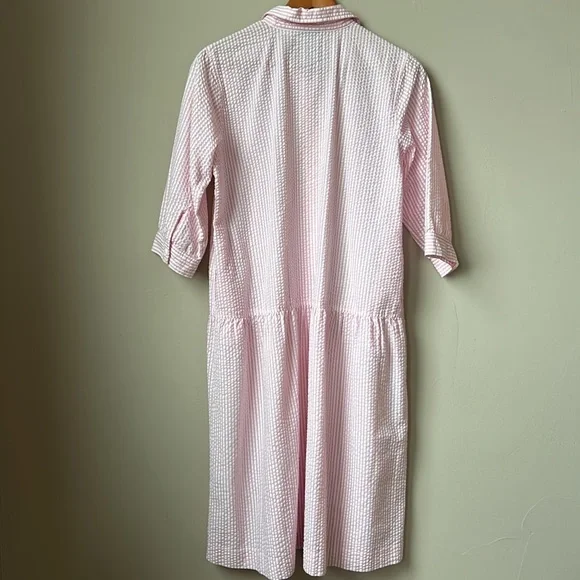 THE TOG SHOP 3/4 sleeve, drop waist, button front, pink seersucker dress size XL - Picture 6 of 6